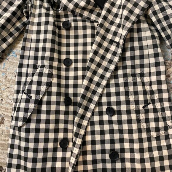 Coach Check Trench Coat – Black & White Gingham – Size 0 – With Belt - Picture 4 of 12